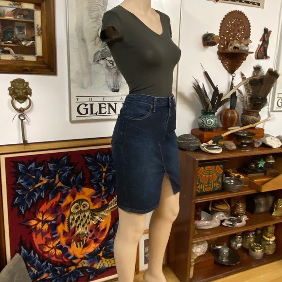 Denim Midi Skirt with Front Split - Picture 8 of 11
